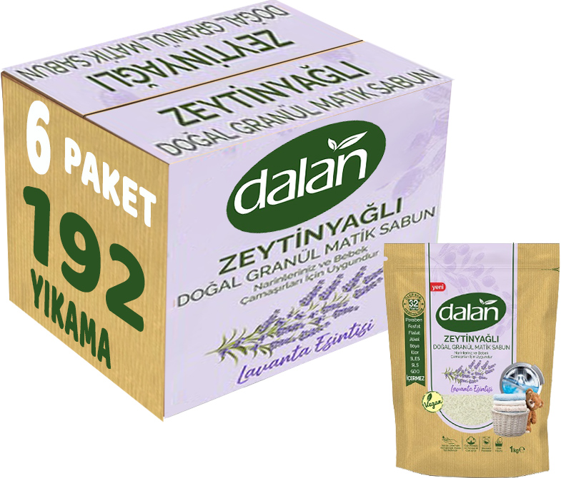 Dalan Doğal Granül Sabun Tozu 1Kg Doğal Bebekler İçin Lavanta Esintisi (6 Lı Set) Dalan Doğal Granül Sabun Tozu 1Kg Doğal Bebekler İçin Lavanta Esintisi (6 Lı Set)