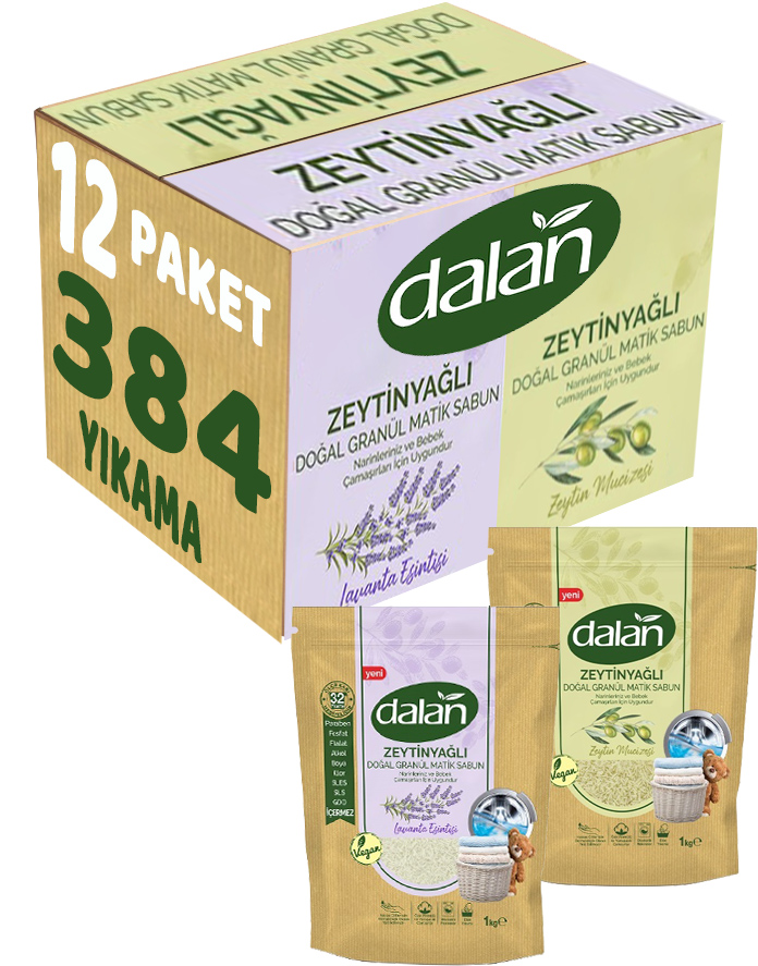 Dalan Doğal Granül Sabun Tozu 1Kg Karma Set 5+4:9Kg Doğal Bebekler İçin Lavanta ve Zeytinyağlı Dalan Doğal Granül Sabun Tozu 1Kg Karma Set 5+4:9Kg Doğal Bebekler İçin Lavanta ve Zeytinyağlı