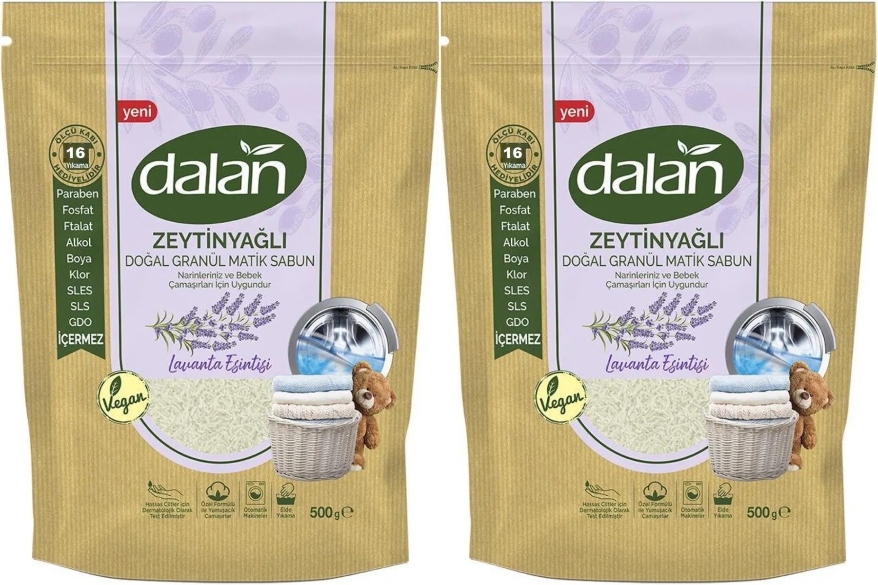 Dalan Doğal Granül Sabun Tozu 500GR Lavanta Esintisi (Doğal Bebekler İçin) (2 Li Set) (32 Yıkama) Dalan Doğal Granül Sabun Tozu 500GR Lavanta Esintisi (Doğal Bebekler İçin) (2 Li Set) (32 Yıkama)