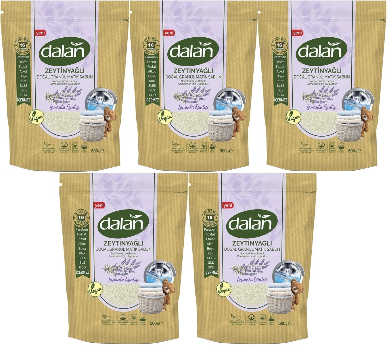 Dalan Doğal Granül Sabun Tozu 500GR Lavanta Esintisi (Doğal Bebekler İçin) (5 Li Set) (80 Yıkama) Dalan Doğal Granül Sabun Tozu 500GR Lavanta Esintisi (Doğal Bebekler İçin) (5 Li Set) (80 Yıkama)