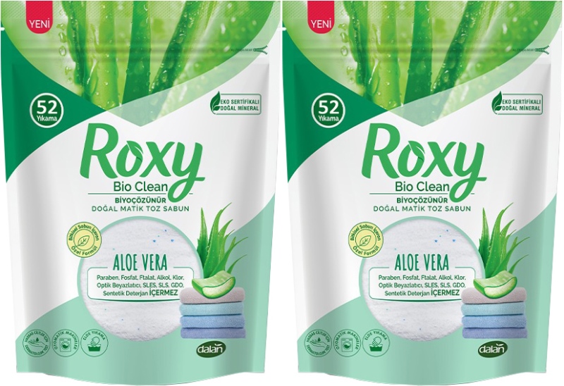 Dalan Roxy Bio Clean Matik Sabun Tozu 1.6Kg Aloe Vera (2 Li Set) (104 Yıkama) Dalan Roxy Bio Clean Matik Sabun Tozu 1.6Kg Aloe Vera (2 Li Set) (104 Yıkama)
