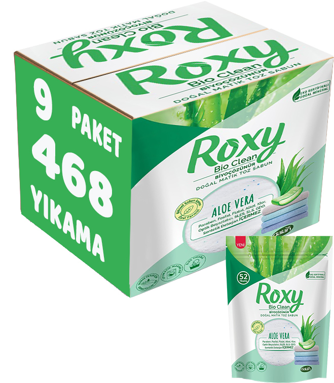 Dalan Roxy Bio Clean Matik Sabun Tozu 1.6Kg Aloe Vera (9 Lu Set) (468 Yıkama) Dalan Roxy Bio Clean Matik Sabun Tozu 1.6Kg Aloe Vera (9 Lu Set) (468 Yıkama)