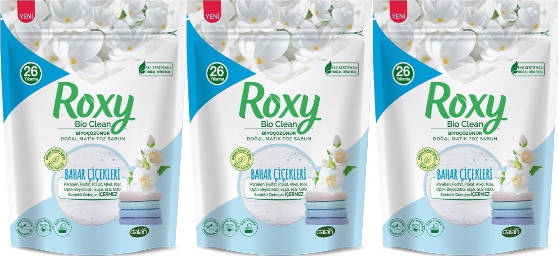 Dalan Roxy Bio Clean Matik Sabun Tozu 800GR Bahar Çiçekleri (3 Lü Set) (78 Yıkama) Dalan Roxy Bio Clean Matik Sabun Tozu 800GR Bahar Çiçekleri (3 Lü Set) (78 Yıkama)