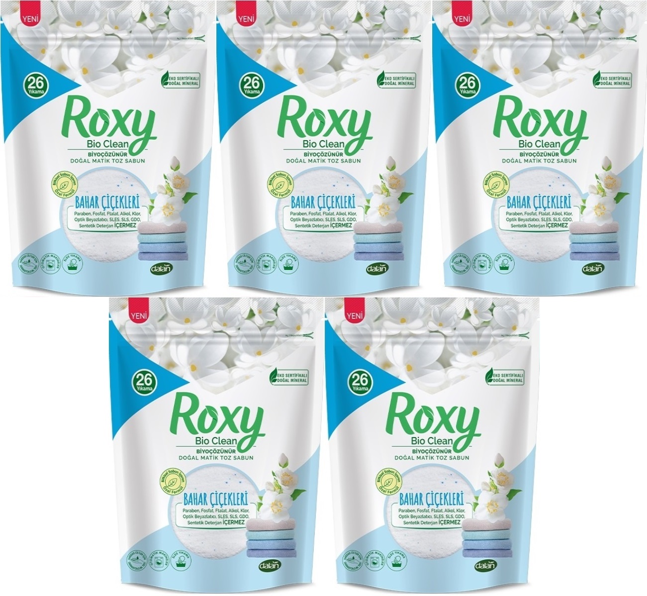 Dalan Roxy Bio Clean Matik Sabun Tozu 800GR Bahar Çiçekleri (5 Li Set) (130 Yıkama) Dalan Roxy Bio Clean Matik Sabun Tozu 800GR Bahar Çiçekleri (5 Li Set) (130 Yıkama)