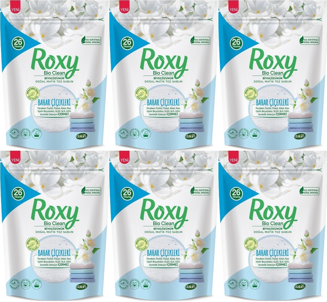 Dalan Roxy Bio Clean Matik Sabun Tozu 800GR Bahar Çiçekleri (6 Lı Set) (156 Yıkama) Dalan Roxy Bio Clean Matik Sabun Tozu 800GR Bahar Çiçekleri (6 Lı Set) (156 Yıkama)