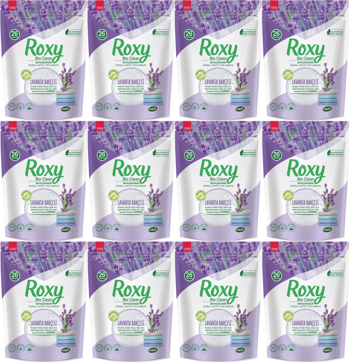 Dalan Roxy Bio Clean Matik Sabun Tozu 800GR Lavanta Bahçesi (12 Li Set) (312 Yıkama) Dalan Roxy Bio Clean Matik Sabun Tozu 800GR Lavanta Bahçesi (12 Li Set) (312 Yıkama)