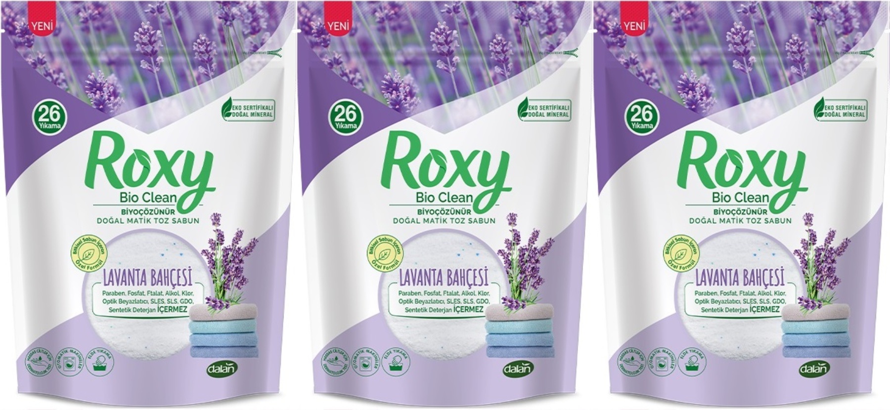 Dalan Roxy Bio Clean Matik Sabun Tozu 800GR Lavanta Bahçesi (3 Lü Set) (78 Yıkama) Dalan Roxy Bio Clean Matik Sabun Tozu 800GR Lavanta Bahçesi (3 Lü Set) (78 Yıkama)