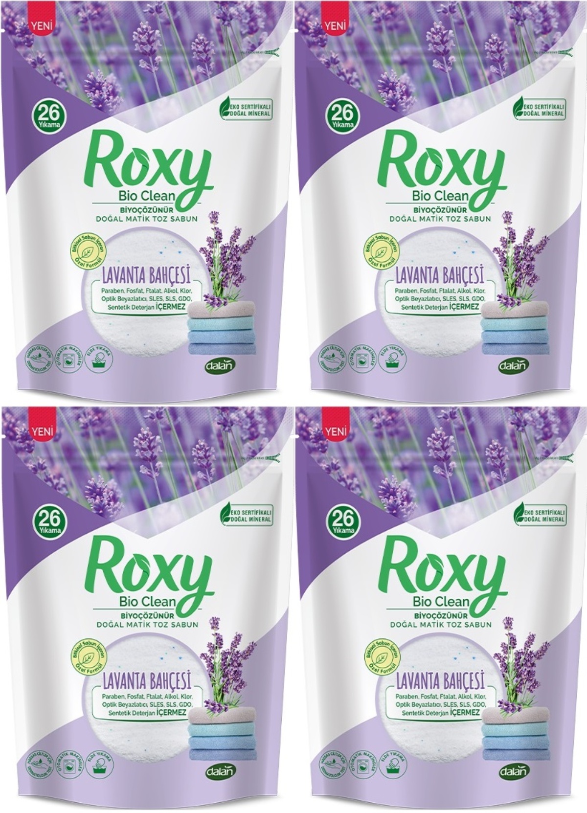 Dalan Roxy Bio Clean Matik Sabun Tozu 800GR Lavanta Bahçesi (4 Lü Set) (104 Yıkama) Dalan Roxy Bio Clean Matik Sabun Tozu 800GR Lavanta Bahçesi (4 Lü Set) (104 Yıkama)