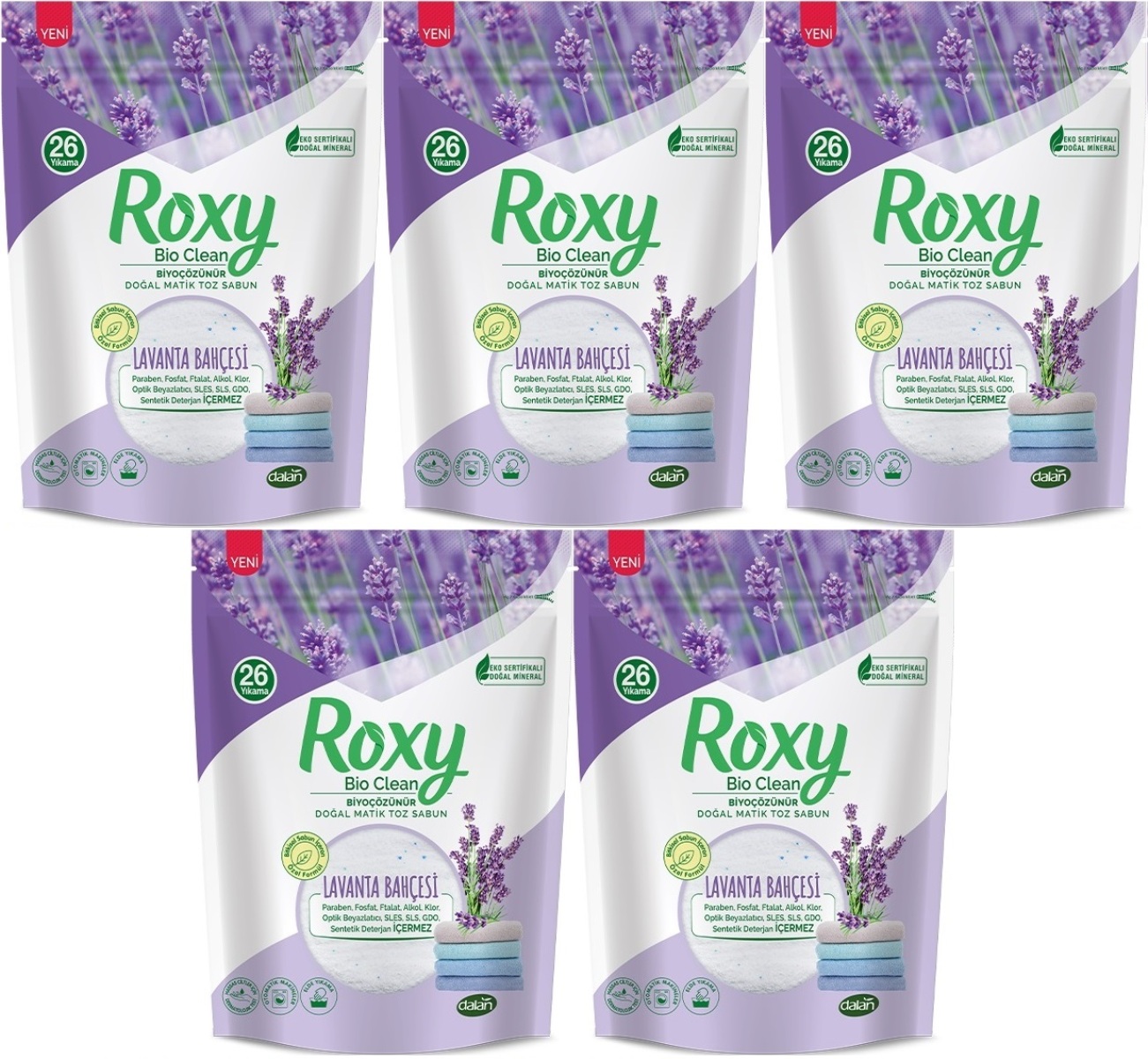 Dalan Roxy Bio Clean Matik Sabun Tozu 800GR Lavanta Bahçesi (5 Li Set) (130 Yıkama) Dalan Roxy Bio Clean Matik Sabun Tozu 800GR Lavanta Bahçesi (5 Li Set) (130 Yıkama)