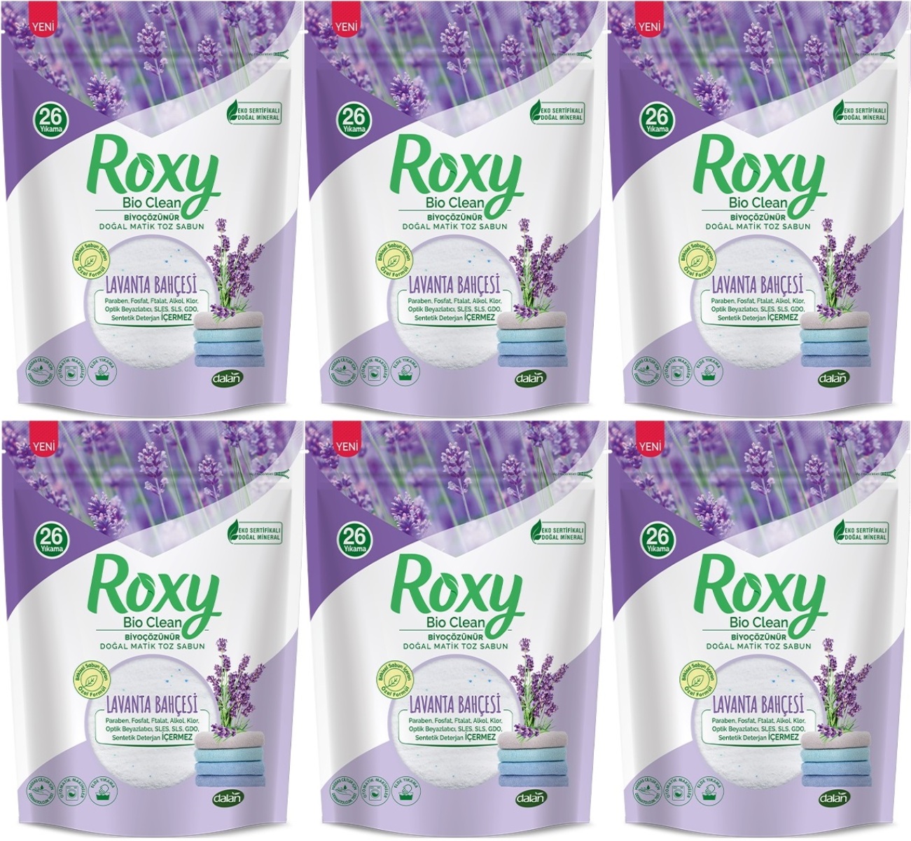 Dalan Roxy Bio Clean Matik Sabun Tozu 800GR Lavanta Bahçesi (6 Lı Set) (156 Yıkama) Dalan Roxy Bio Clean Matik Sabun Tozu 800GR Lavanta Bahçesi (6 Lı Set) (156 Yıkama)