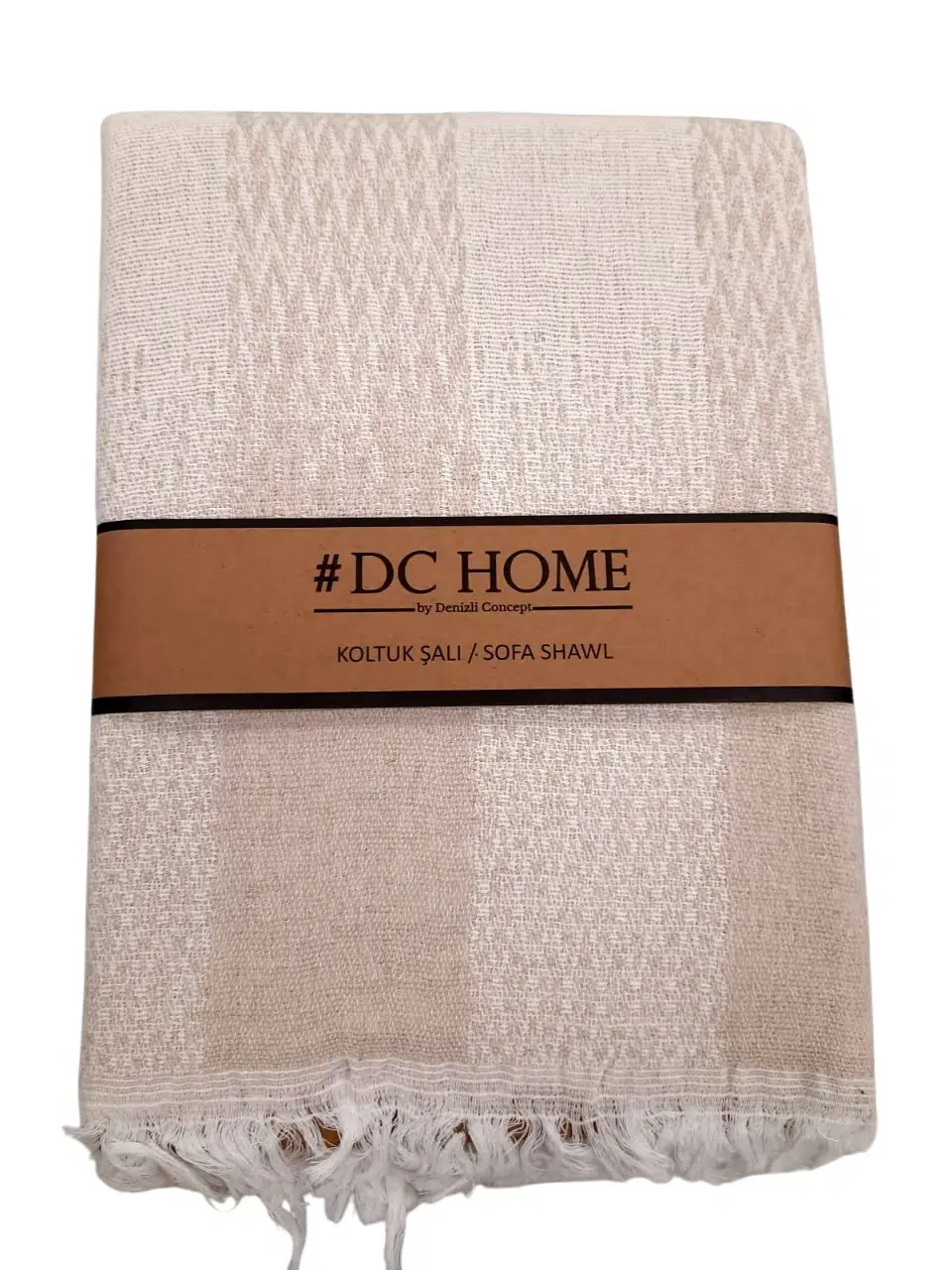 DC Jakarlı Pamuklu Kaymaz Terletmez Koltuk Örtüsü (180x240) - Krem