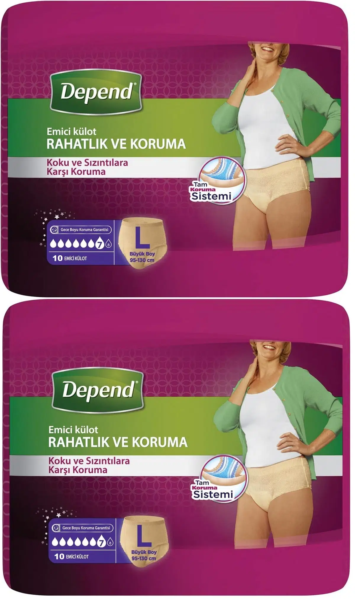 Depend Emici Külot Hasta Bezi Large - Büyük Kadın 20 Adet (2PK*10)
