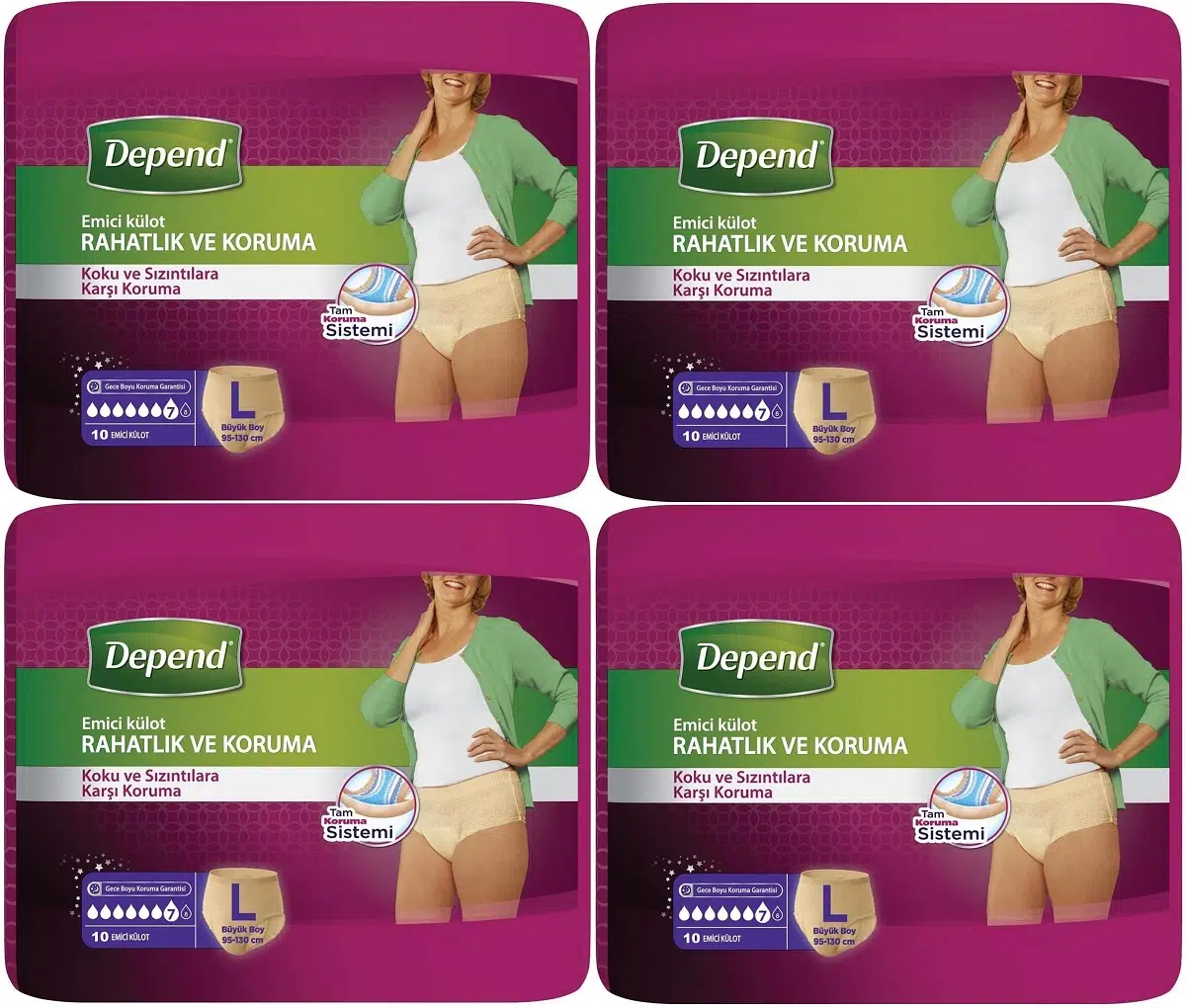 Depend Emici Külot Hasta Bezi Large - Büyük Kadın 40 Adet (4PK*10)