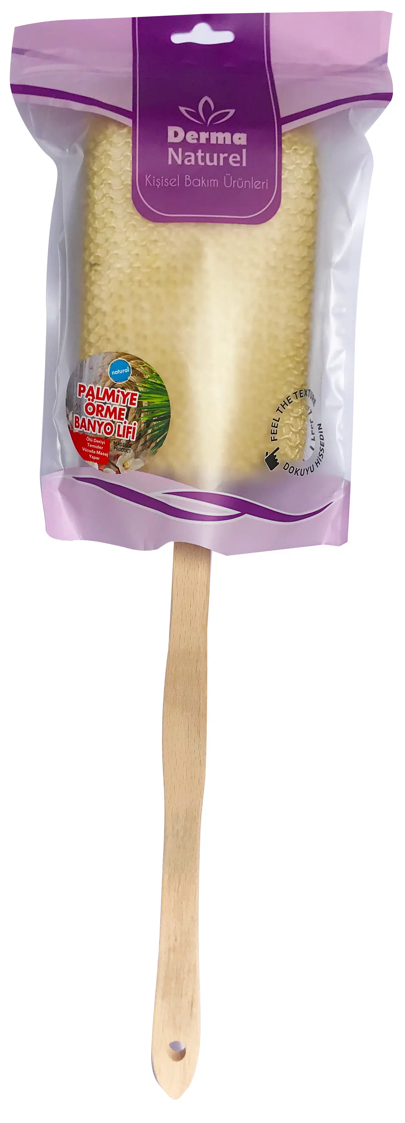 Derma Naturel Palmiye Örme Sopalı Banyo Sırt Lifi (8*24CM) MS-09