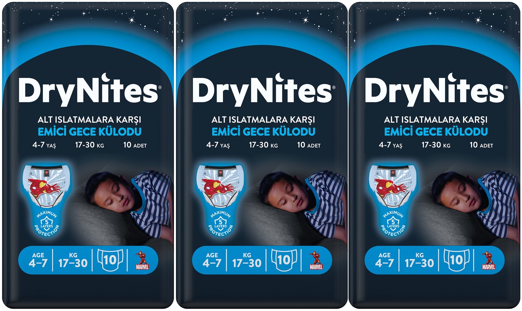 Drynites Emici Gece Külodu/Külot Bez Erkek 4-7 Yaş 17-30KG Small 30Adet 3PK*10 Alt Islatmalara Karşı Drynites Emici Gece Külodu/Külot Bez Erkek 4-7 Yaş 17-30KG Small 30Adet 3PK*10 Alt Islatmalara Karşı