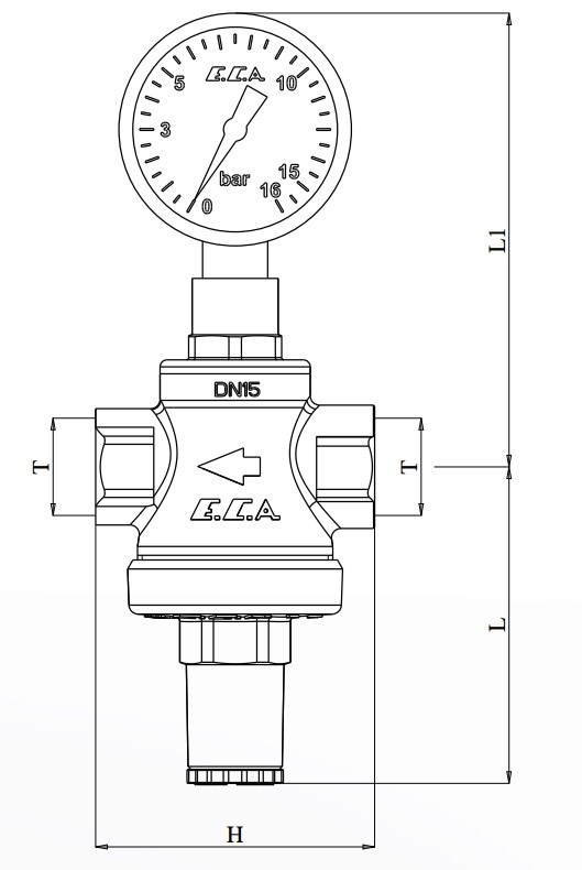 ECA 3/4 Manometreli Su Basınç Düşürücü Pistonlu İç Vida X İç Vida Rakorsuz 602111010 ECA 3/4 Manometreli Su Basınç Düşürücü Pistonlu İç Vida X İç Vida Rakorsuz 602111010