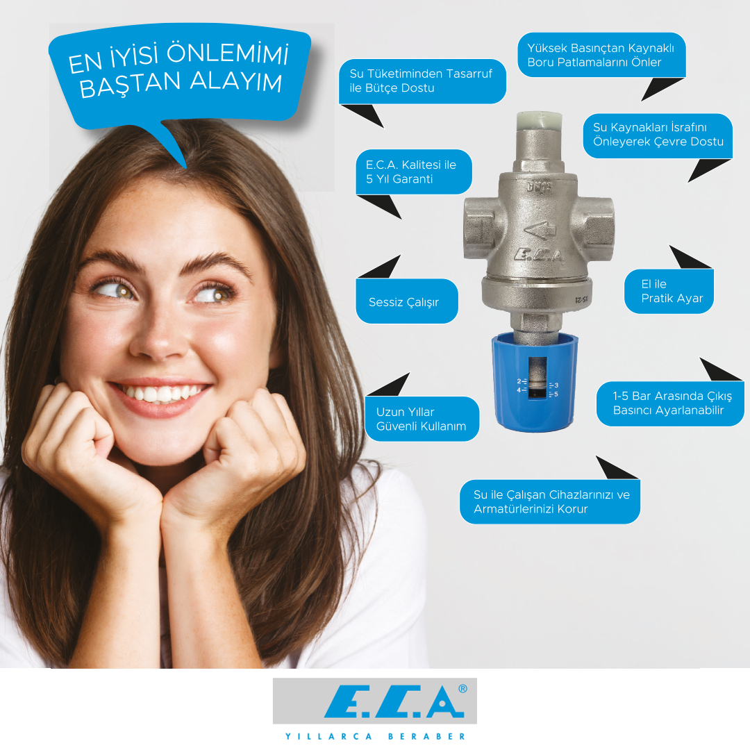 ECA 3/4 Su Basınç Düşürücü Pistonlu İç Vida X İç Vida Rakorsuz 602111009 ECA 3/4 Su Basınç Düşürücü Pistonlu İç Vida X İç Vida Rakorsuz 602111009