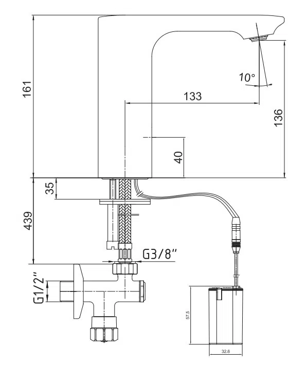 ECA Compact Fotoselli Lavabo Bataryası Pilli 108108037 Çift Su Girişli ECA Compact Fotoselli Lavabo Bataryası Pilli 108108037 Çift Su Girişli