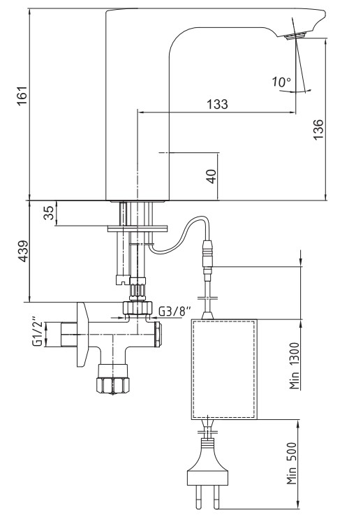 ECA Compact Fotoselli Lavabo Musluğu Elektrikli 108108043 Tek Su Girişli ECA Compact Fotoselli Lavabo Musluğu Elektrikli 108108043 Tek Su Girişli