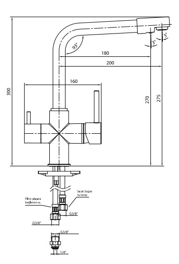 ECA Dual Flow Çift Akışlı Arıtıcı Eviye Bataryası Su Arıtma Bağlantılı 102118361 ECA Dual Flow Çift Akışlı Arıtıcı Eviye Bataryası Su Arıtma Bağlantılı 102118361