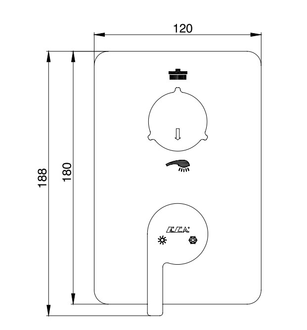 ECA İcon Ankastre Banyo Bataryası Sıva Üstü 2 Yollu 102167231H-KDE ECA İcon Ankastre Banyo Bataryası Sıva Üstü 2 Yollu 102167231H-KDE