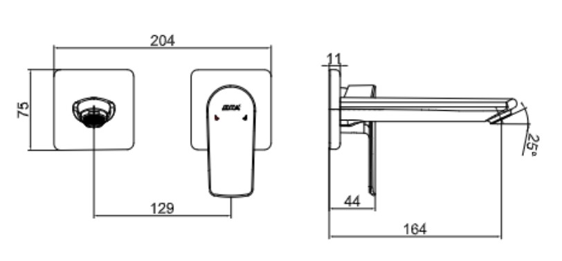 ECA Lia Ankastre Lavabo Bataryası Sıva Üstü Çift Rozet 102167620-KK ECA Lia Ankastre Lavabo Bataryası Sıva Üstü Çift Rozet 102167620-KK