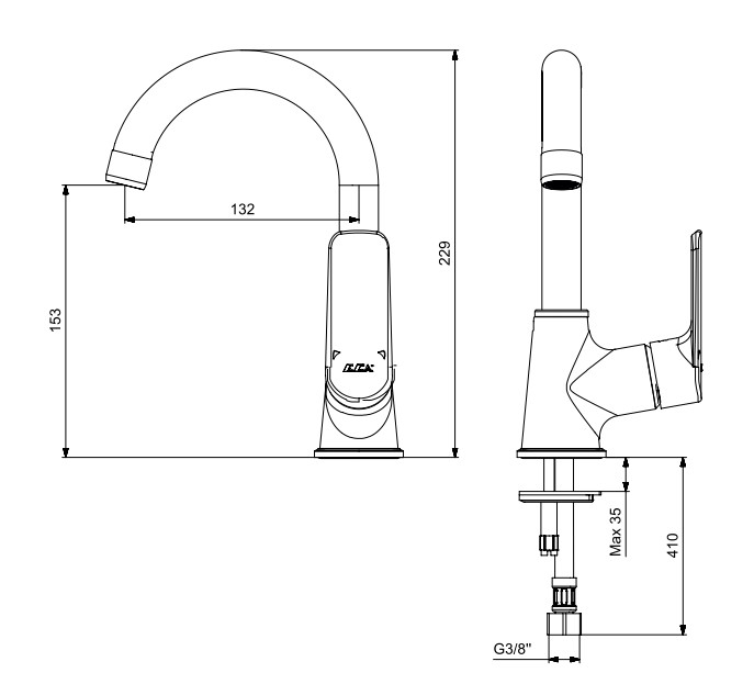 ECA Lia Döner Kuğu Borulu Lavabo Bataryası 102188887 ECA Lia Döner Kuğu Borulu Lavabo Bataryası 102188887