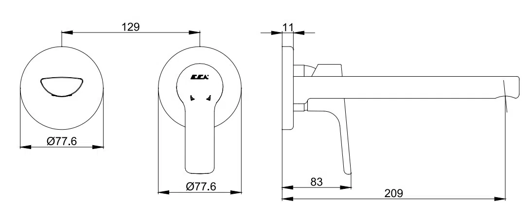 ECA Luna Ankastre Lavabo Bataryası Sıva Üstü Çift Rozet 102167606-YY ECA Luna Ankastre Lavabo Bataryası Sıva Üstü Çift Rozet 102167606-YY