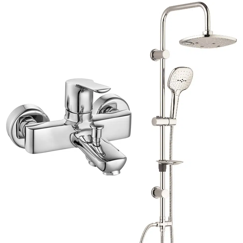 ECA Luna Banyo Bataryası + T-MAY Banyo Ayvacık Elips Tepe Duş Takımı Seti Paslanmaz Krom