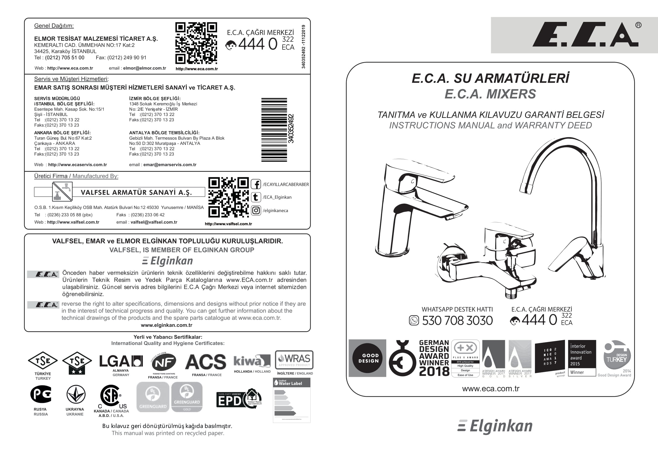 ECA Luna Yüksek Tip Lavabo Bataryası 102108949 ECA Luna Yüksek Tip Lavabo Bataryası 102108949