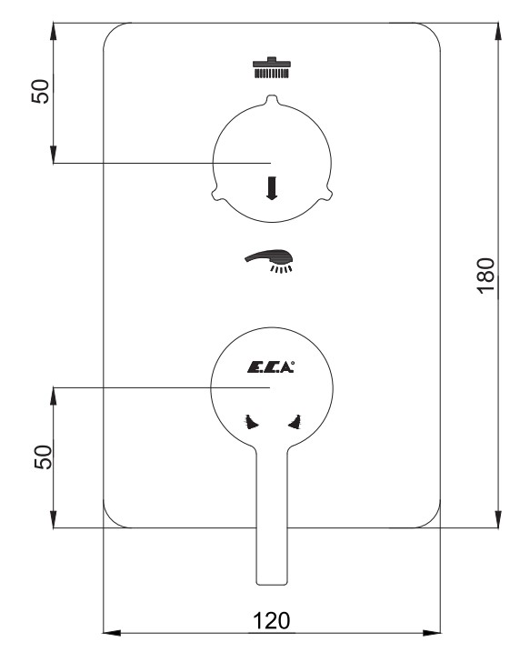 ECA Mina Ankastre Banyo Bataryası Sıva Üstü 2 Yollu 102167234H-KDE ECA Mina Ankastre Banyo Bataryası Sıva Üstü 2 Yollu 102167234H-KDE
