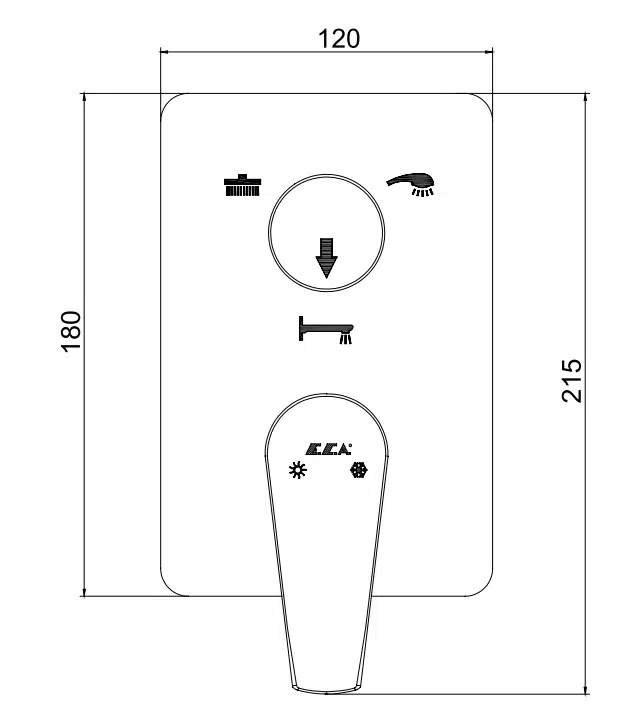 ECA Niobe Ankastre Banyo Bataryası Sıva Üstü 3 Yollu 102167343-K ECA Niobe Ankastre Banyo Bataryası Sıva Üstü 3 Yollu 102167343-K