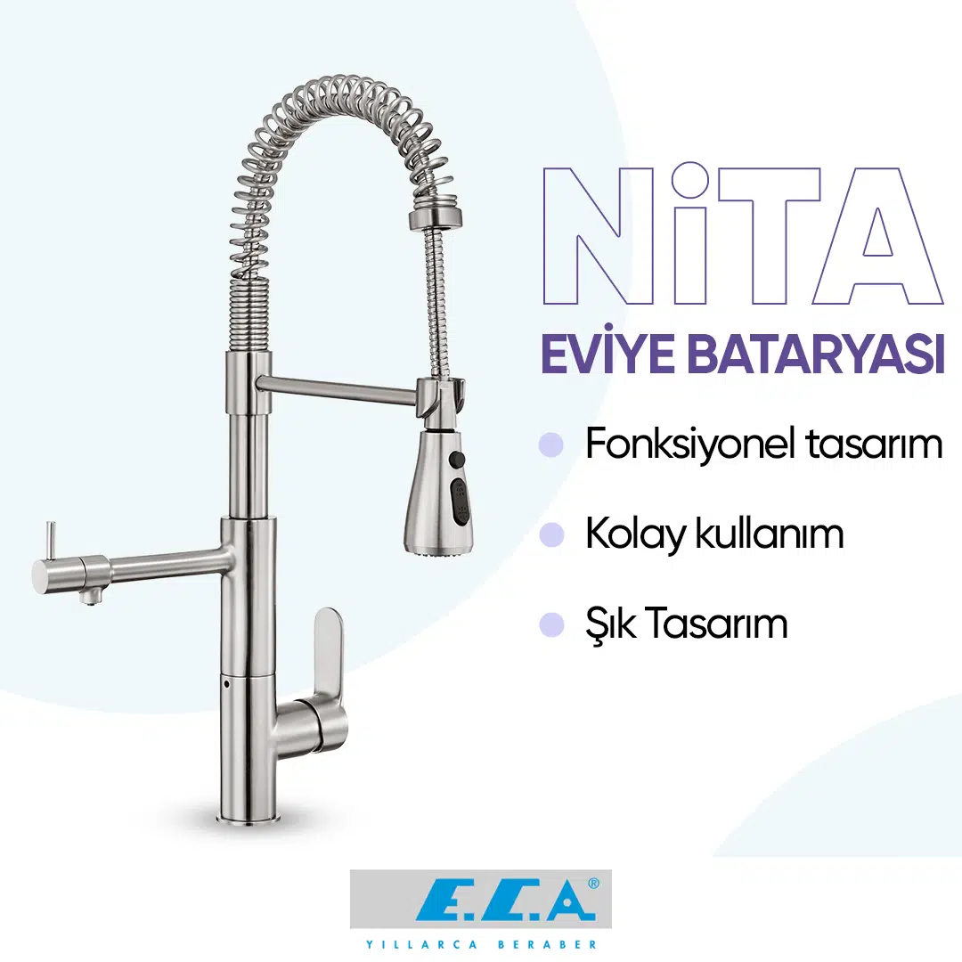 ECA Nita 3 Akışlı Arıtıcı Mutfak Eviye Bataryası Su Arıtma Bağlantılı Paslanmaz Çelik Görünümlü 102518350 ECA Nita 3 Akışlı Arıtıcı Mutfak Eviye Bataryası Su Arıtma Bağlantılı Paslanmaz Çelik Görünümlü 102518350