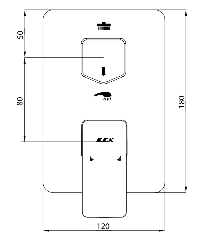 ECA Royal Ankastre Banyo Bataryası Sıva Üstü 2 Yollu Mat Siyah 102167251C1-KDE ECA Royal Ankastre Banyo Bataryası Sıva Üstü 2 Yollu Mat Siyah 102167251C1-KDE
