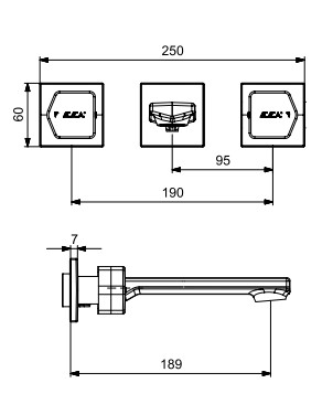 ECA Royal Ankastre Lavabo Bataryası 3 Delikli Tezgah Üstü 102105666 ECA Royal Ankastre Lavabo Bataryası 3 Delikli Tezgah Üstü 102105666