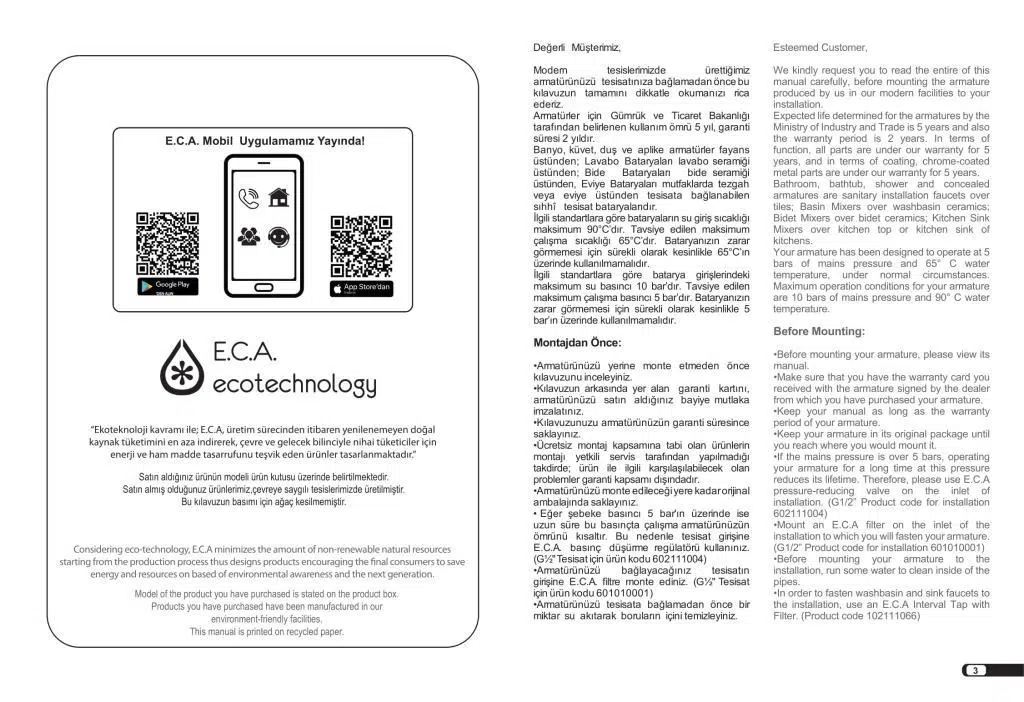 ECA Star Kuğu Borulu Eviye Mutfak Bataryası 102118061 ECA Star Kuğu Borulu Eviye Mutfak Bataryası 102118061