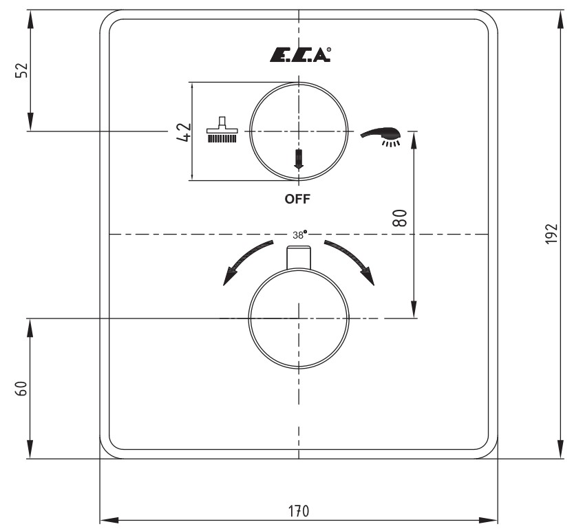 ECA Termostatik Ankastre Banyo Bataryası Sıva Üstü 2 Yollu 102167215-KDE ECA Termostatik Ankastre Banyo Bataryası Sıva Üstü 2 Yollu 102167215-KDE