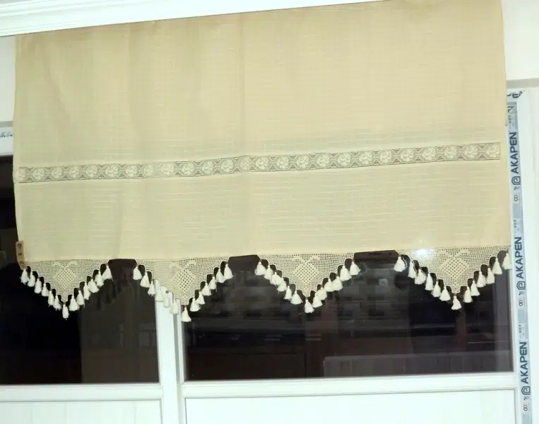 El İşi Dantelli Naturel Buldan Perdesi (140*250)