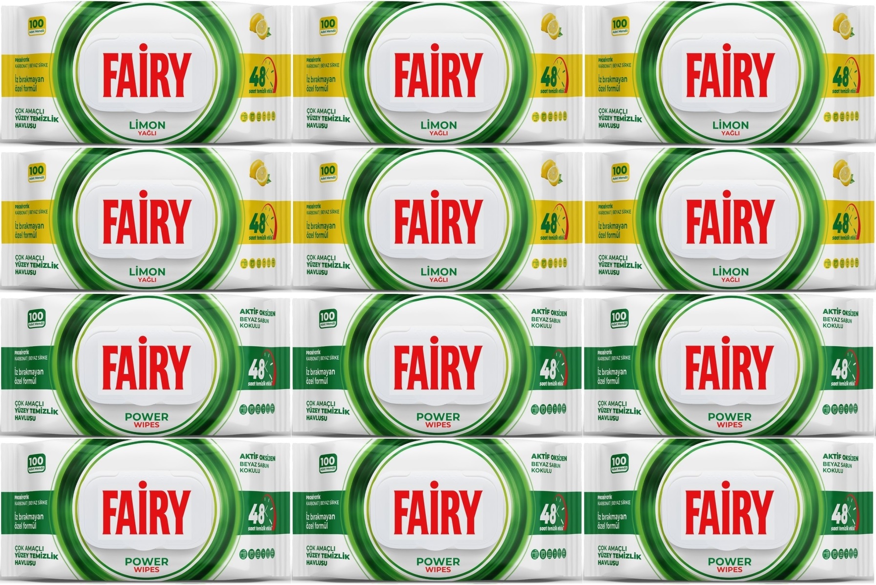 Fairy Yüzey Temizlik Havlusu 100 Yaprak Limon Yağlı & Aktif Oksijen (12 Li Set) 1200 Yaprak Karma Fairy Yüzey Temizlik Havlusu 100 Yaprak Limon Yağlı & Aktif Oksijen (12 Li Set) 1200 Yaprak Karma