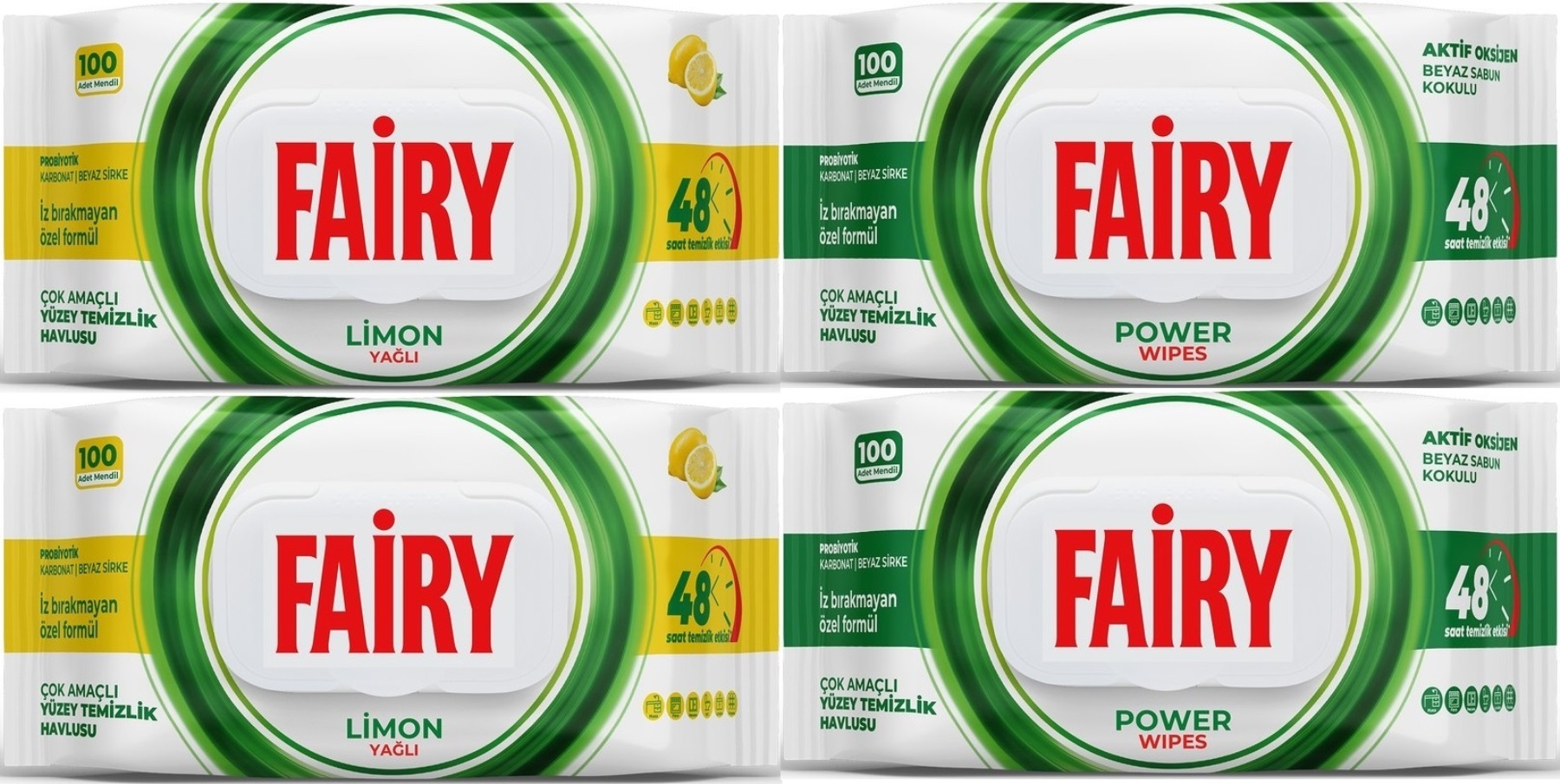 Fairy Yüzey Temizlik Havlusu 100 Yaprak Limon Yağlı & Aktif Oksijen (4 Lü Set) 400 Yaprak Karma Fairy Yüzey Temizlik Havlusu 100 Yaprak Limon Yağlı & Aktif Oksijen (4 Lü Set) 400 Yaprak Karma