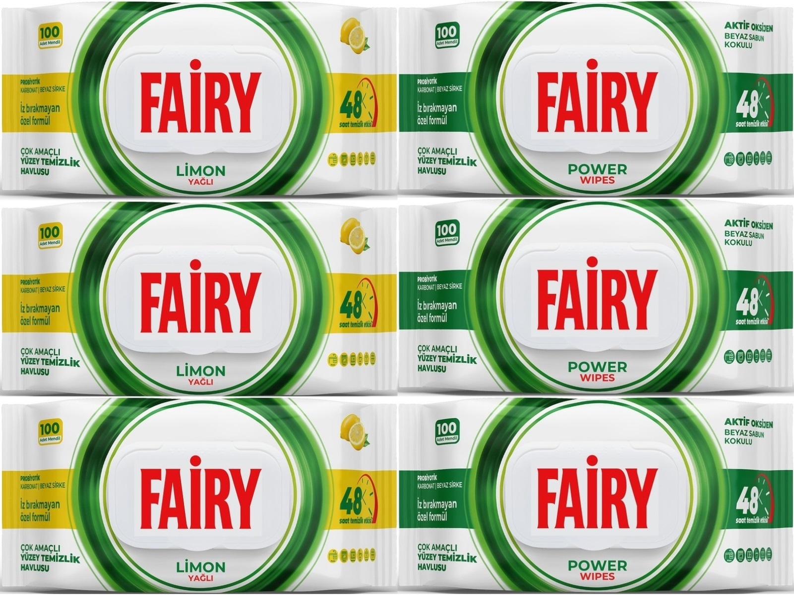 Fairy Yüzey Temizlik Havlusu 100 Yaprak Limon Yağlı & Aktif Oksijen (6 Lı Set) 600 Yaprak Karma Fairy Yüzey Temizlik Havlusu 100 Yaprak Limon Yağlı & Aktif Oksijen (6 Lı Set) 600 Yaprak Karma