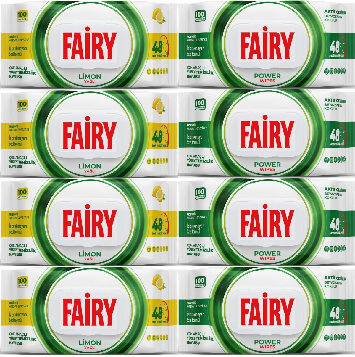 Fairy Yüzey Temizlik Havlusu 100 Yaprak Limon Yağlı & Aktif Oksijen (8 Li Set) 800 Yaprak Karma Fairy Yüzey Temizlik Havlusu 100 Yaprak Limon Yağlı & Aktif Oksijen (8 Li Set) 800 Yaprak Karma