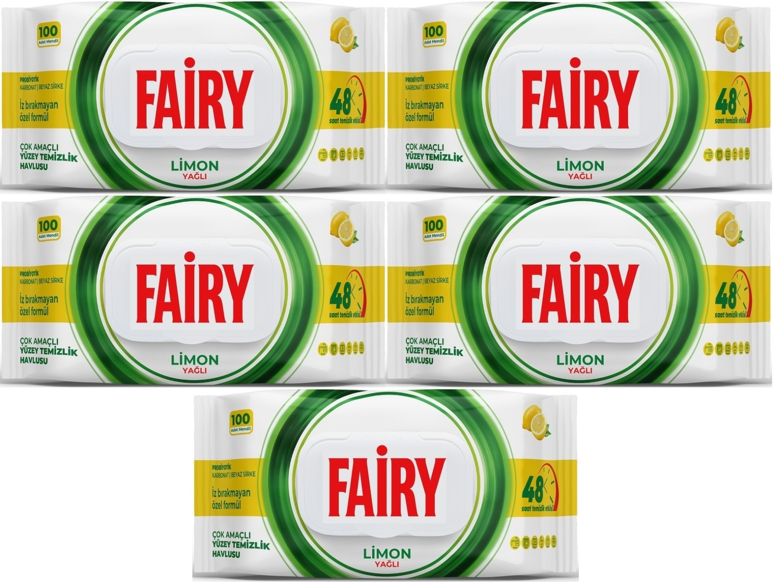 Fairy Yüzey Temizlik Havlusu 100 Yaprak Limon Yağlı - Beyaz Sirke - Karbonat (5 Li Set) 500 Yaprak Fairy Yüzey Temizlik Havlusu 100 Yaprak Limon Yağlı - Beyaz Sirke - Karbonat (5 Li Set) 500 Yaprak