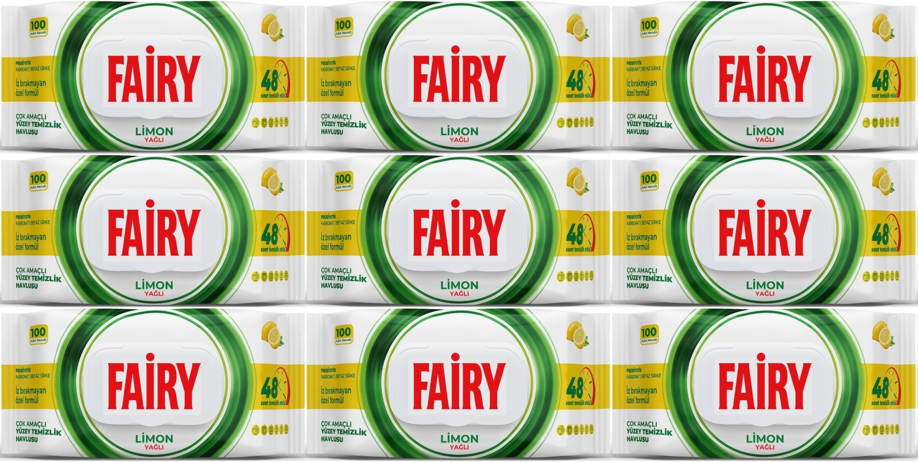 Fairy Yüzey Temizlik Havlusu 100 Yaprak Limon Yağlı - Beyaz Sirke - Karbonat (9 Lu Set) 900 Yaprak Fairy Yüzey Temizlik Havlusu 100 Yaprak Limon Yağlı - Beyaz Sirke - Karbonat (9 Lu Set) 900 Yaprak