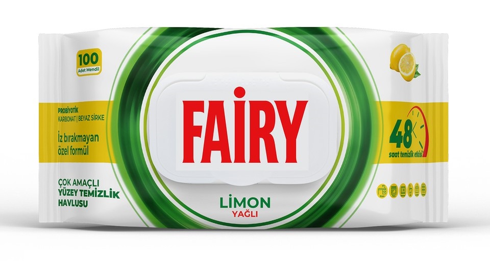 Fairy Yüzey Temizlik Havlusu 100 Yaprak Limon Yağlı - Beyaz Sirke - Karbonat Plastik Kapaklı Fairy Yüzey Temizlik Havlusu 100 Yaprak Limon Yağlı - Beyaz Sirke - Karbonat Plastik Kapaklı