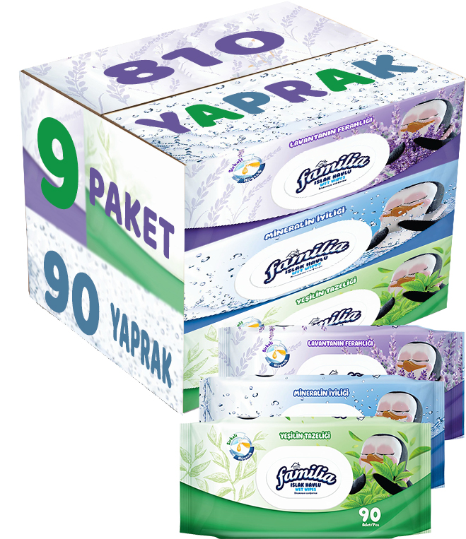 Familia Islak Havlu Mendil 90 Yaprak Karma 9 Lu Set (Lavanta-Mineral-Yeşilin Tazeliği) 810 Yaprak Familia Islak Havlu Mendil 90 Yaprak Karma 9 Lu Set (Lavanta-Mineral-Yeşilin Tazeliği) 810 Yaprak