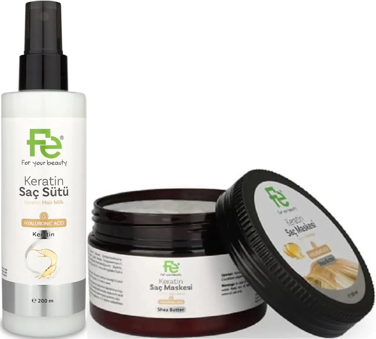 Fe Keratin Saç Sütü 200ML & Saç Maskesi 300ML (Karma 2 Li Set)