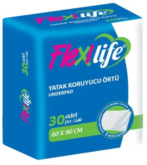 Flexi Life Hasta Alt Açma Yatak Koruyucu Örtü 60*90CM (İç Adet 30 Adet) Klasik Flexi Life Hasta Alt Açma Yatak Koruyucu Örtü 60*90CM (İç Adet 30 Adet) Klasik