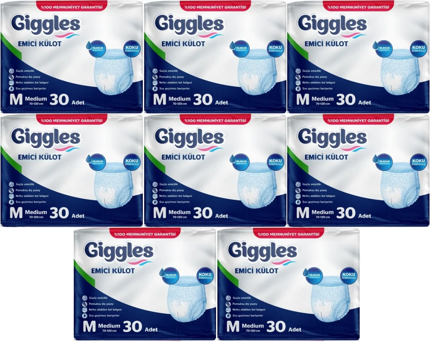 Giggles Hasta Bezi Yetişkin Emici Külot M-Orta Medium 240 Adet (8Pk*30) Giggles Hasta Bezi Yetişkin Emici Külot M-Orta Medium 240 Adet (8Pk*30)