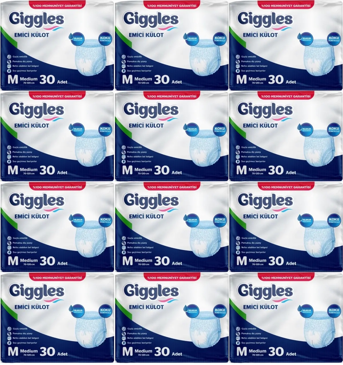 Giggles Hasta Bezi Yetişkin Emici Külot M-Orta Medium 360 Adet (12Pk*30) Giggles Hasta Bezi Yetişkin Emici Külot M-Orta Medium 360 Adet (12Pk*30)